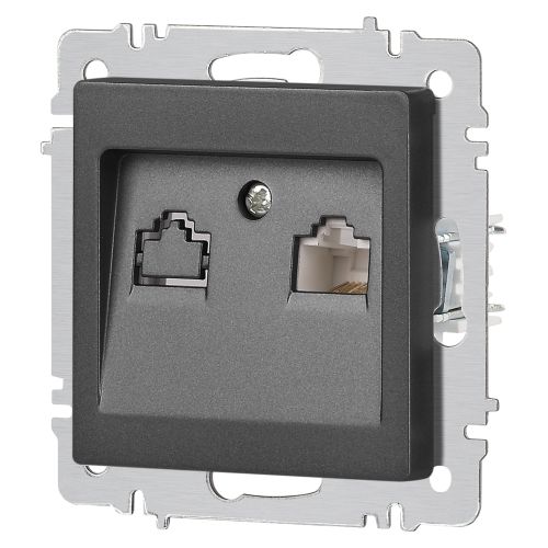 Розетка компьютерная 1-м СП Accent 6-303-07 RJ45 IP20 графит Intro Б0063638