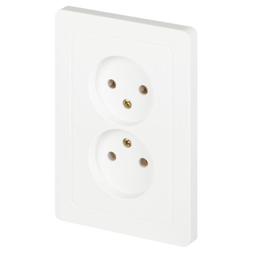 Розетка 2-м СП Style 7-204-01 16А IP20 250В 2х2P без заземл. бел. Intro Б0060641