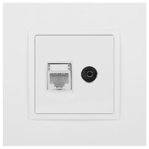 Розетка компьютерная + телевизионная Elegance 14-3110-01М RJ45+TV матов. бел. Эра Б0065767