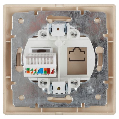 Розетка компьютерная 1-м СП Plano 1-303-04 RJ45 IP20 шампань Intro Б0030087