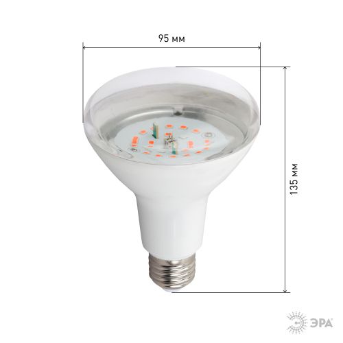 Лампа светодиодная FITO-16W-RB-E27-K 16Вт A60 грибовидная прозрачная 1310К E27 130-270В для растений красн./син. спектр Эра Б0039072