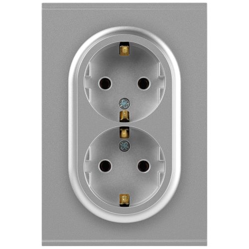 Розетка 2-м СП Arktik 16А IP20 250В с заземл. со шторками алюм. 16-2105-03 Эра Б0070456