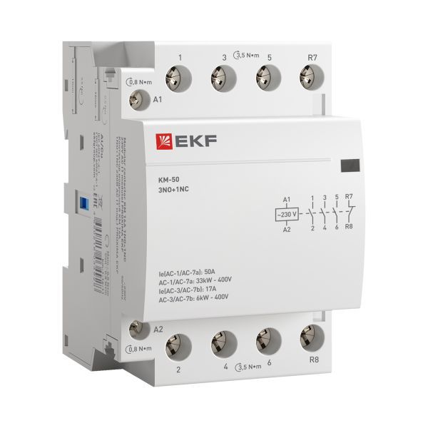 Контактор модульный КМ 50А 3NО+NC (3 мод.) EKF km-3-50-31