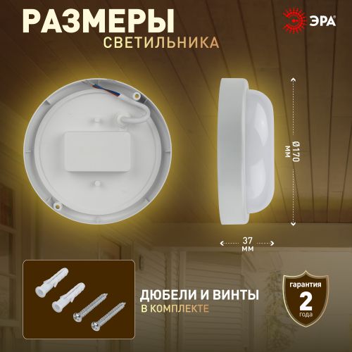 Светильник светодиодный SPB-201-0-40К-015 Круг 15Вт 4000К IP65 ЖКХ ЭРА Б0047623
