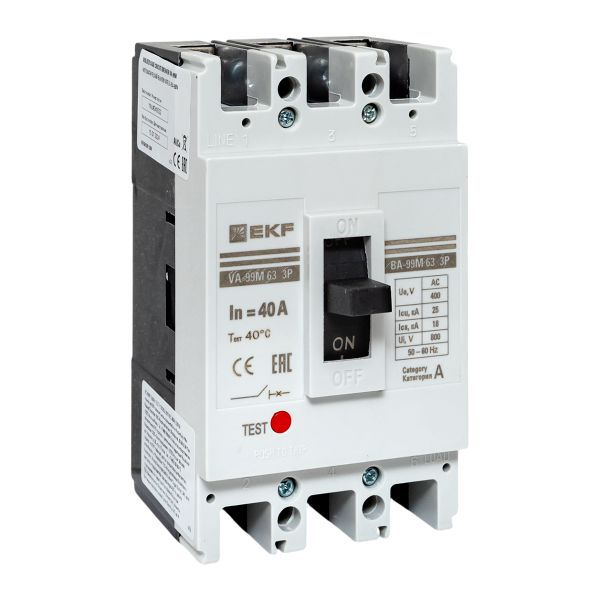 Выключатель автоматический 3п 63/40А 25кА ВА-99М PROxima EKF mccb99-63-40m