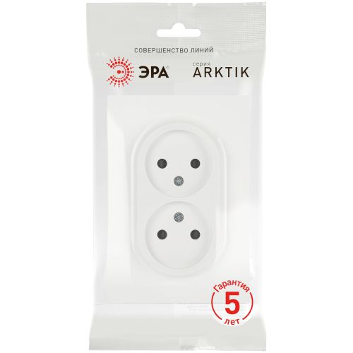 Розетка 2-м СП Arktik 16А IP20 250В без заземл. бел. матов. 16-2107-08 Эра Б0071688