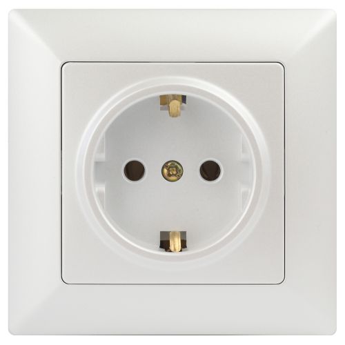 Розетка 1-м СП Solo 4-202-06 16А 250В IP20 2P+E Schuko с заземл. перламутр Intro Б0053654