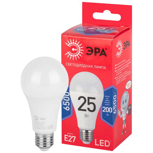 Лампа светодиодная RED LINE LED A65-25W-865-E27 R 25Вт A65 груша 6500К холод. бел. E27 Эра Б0048011