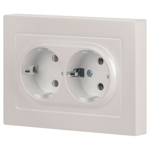 Розетка 2-м СП Accent 6-205-06 16А IP20 250В 2P+E Schuko AL/CU перламутр. Intro Б0063495