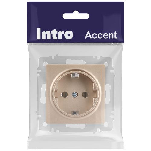 Розетка 1-м СП Accent 6-202-04 16А IP20 250В 2P+E Schuko шампань Intro Б0063690