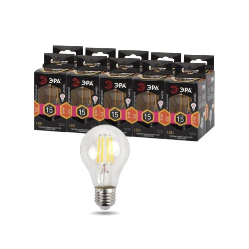 Лампа светодиодная филаментная F-LED A60-15W-827-E27 A60 15Вт груша E27 тепл. бел. ЭРА Б0046981