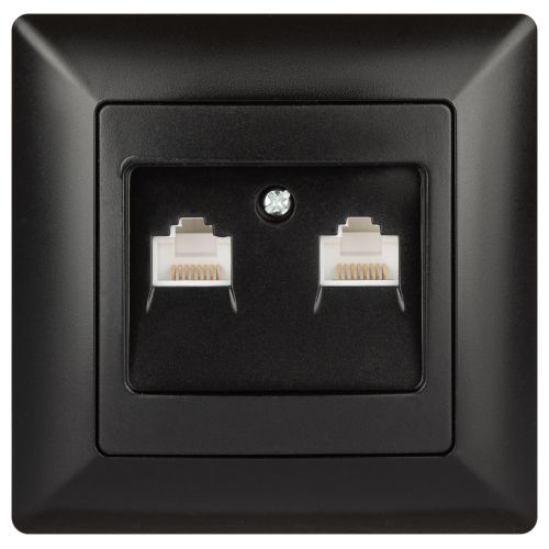 Розетка компьютерная 2-м СП Solo 4-304-05 RJ45 антрацит Intro Б0043393