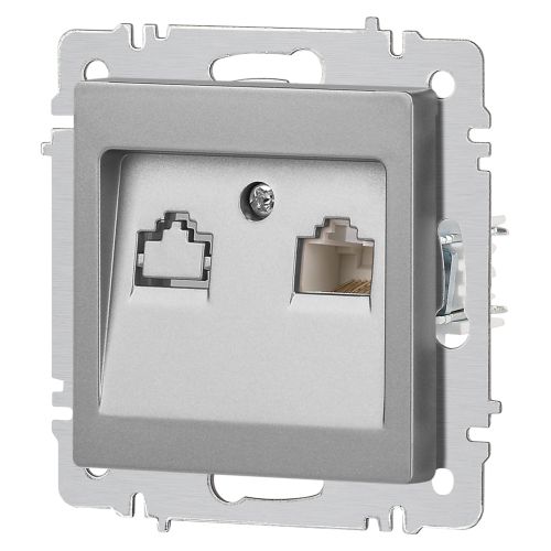 Розетка компьютерная 1-м СП Accent 6-303-03 RJ45 IP20 алюм. Intro Б0063630