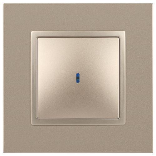 Выключатель 1-кл. СП Elegance 14-1102-04 10А IP20 250В 10AX с подсветкой механизм шампань Эра Б0034218