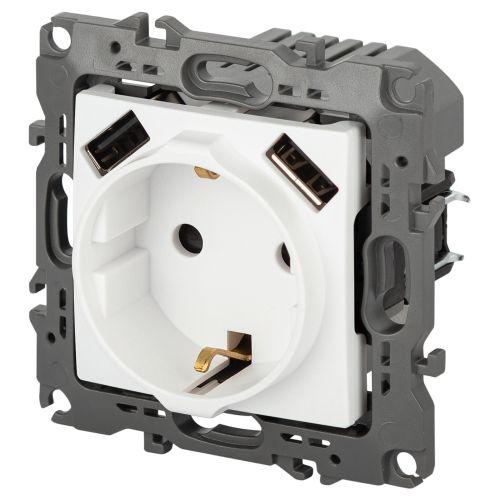 Розетка Эра12 12-4109-01М 16А 250В 2P+E с 2xUSB 5В-3А защ. шторки бел. матов. Эра Б0065728