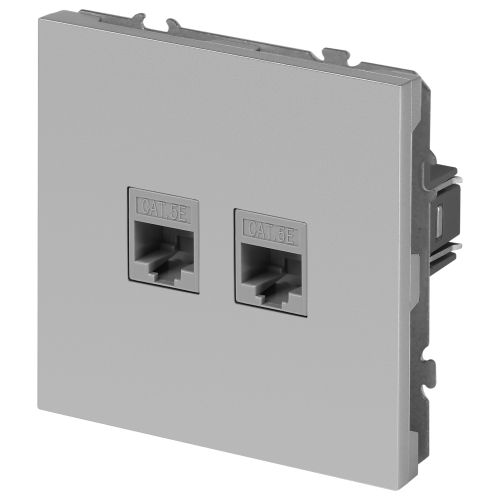 Розетка информационная 2-м СП Galaxy RJ45 16А IP20 250В алюм. 15-3108-03 Эра Б0070760