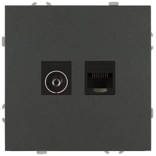 Розетка комбинированная СП Galaxy RJ45 + TV 16А IP20 250В графит 15-3110-06 Эра Б0070786