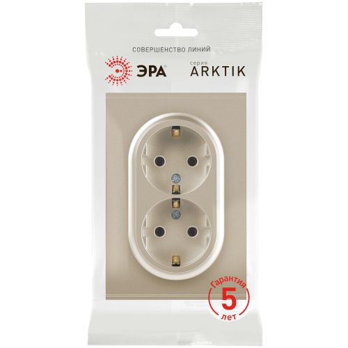 Розетка 2-м СП Arktik 16А IP20 250В с заземл. со шторками шампань 16-2105-04 Эра Б0070457