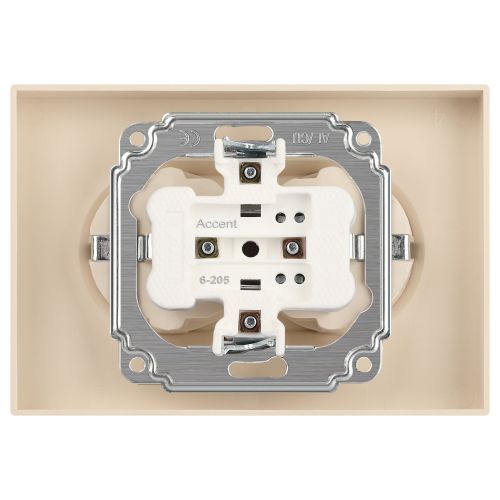 Розетка 2-м СП Accent 6-205-11 16А IP20 250В 2P+E Schuko AL/CU сосна Intro Б0063504