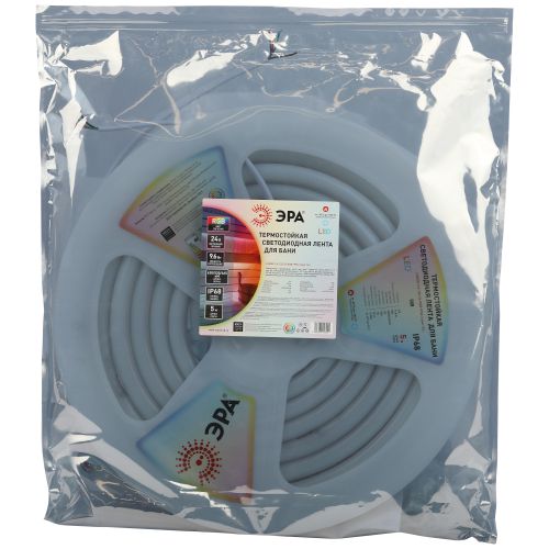 Лента светодиодная LS3030-9.6-120-24-RGB-IP68-5м 24В термостойкая для бани RGB в комплекте: 2 заглушки; 10 крепежей (уп.5м) Эра Б0062310