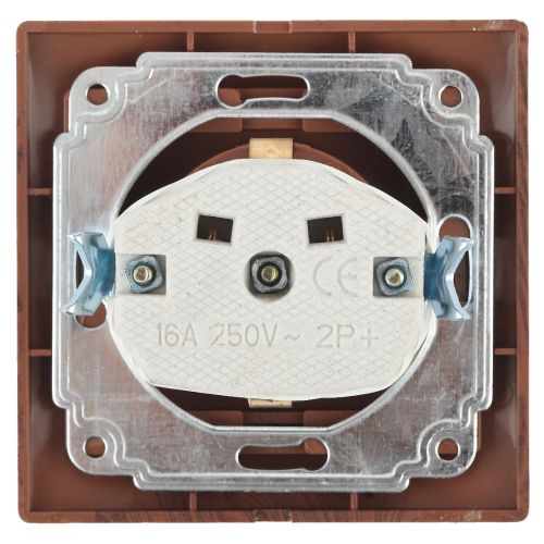 Розетка 1-м СП Plano 1-203-10 16А IP20 250В 2P+E Schuko защ. крышка венге Intro Б0053900