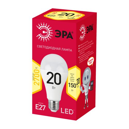 Лампа светодиодная RED LINE LED A65-20W-827-E27 R 20Вт A65 груша 2700К тепл. бел. E27 Эра Б0050687