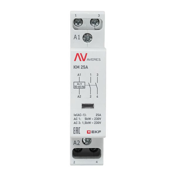 Контактор модульный КМ 25А 2NО 24В AC (1 мод.) AVERES EKF km-av-1-25-20-24V