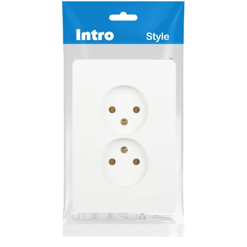 Розетка 2-м СП Style 7-204-01 16А IP20 250В 2х2P без заземл. бел. Intro Б0060641