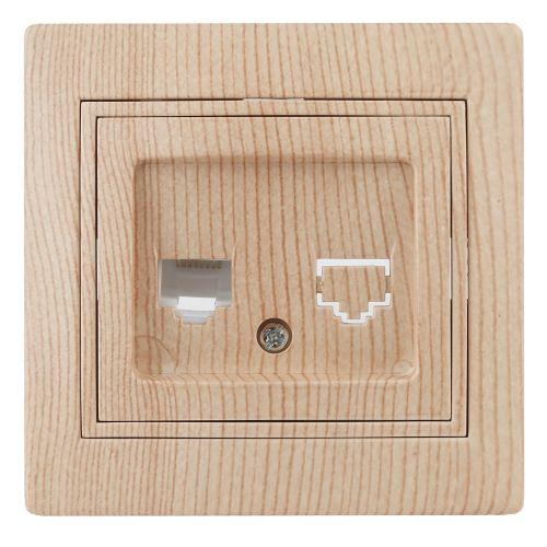 Розетка компьютерная 1-м СП Plano 1-303-11 RJ45 IP20 сосна Intro Б0030089