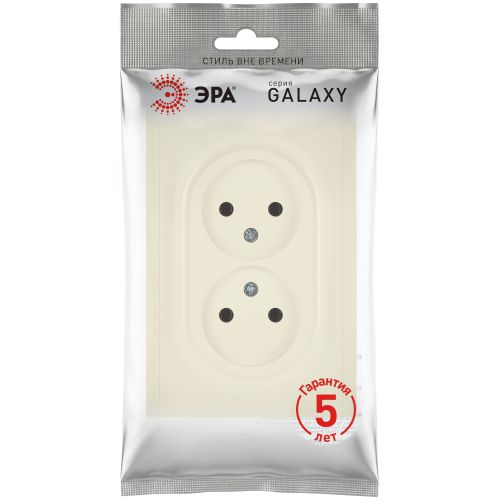 Розетка 2-м СП Galaxy 16А IP20 250В без заземл. сл. кость 15-2107-02 Эра Б0071698