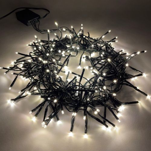 Гирлянда светодиодная "Нить Мишура" 3.9м 200LED 220В IP20 зел. провод тепл. свет ЭРА Б0047970