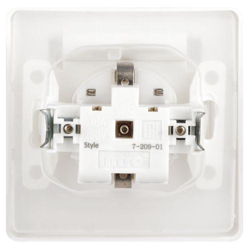 Розетка 1-м СП Style 7-209-01 16А IP44 250В 2P+E Schuko защ. шторки с крышкой бел. Intro Б0060645