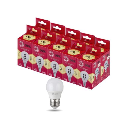 Лампа светодиодная RED LINE LED P45-8W-827-E14 R P45 8Вт шар E14 тепл. бел. ЭРА Б0050697