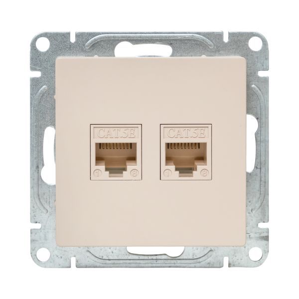 Розетка компьютерная СП Эпика RJ45 кат.5 механизм крем. EKF UP1-SOI-RJ45-5