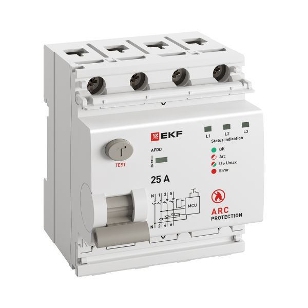 Устройство защиты от дугового пробоя (УЗДП) 3P+N 25А PROxima EKF afdd-4-25-pro