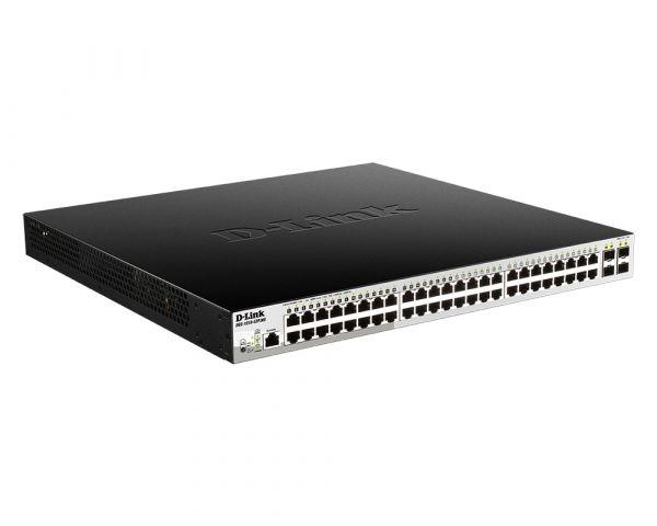 Коммутатор управляемый L2 DGS-1210-52P/ME/B1A (48 портов 10/100/1000Base-T (1-8 с поддержкой PoE 802.3af/802.3at (30Вт) и 4 порта 1000Base-X SFP D-link 1356205