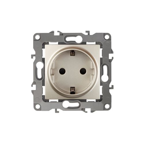 Розетка 1-м СП Эра12 12-2102-04 16А IP20 16AX 250В 2P+E Schuko защ. шторки механизм шампань Эра Б0014690