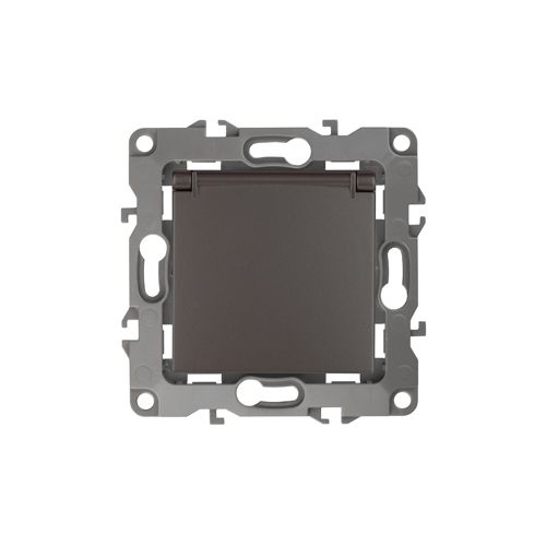 Розетка 1-м СП Эра12 12-2103-13 16А IP20 16AX 250В 2P+E Schuko защ. шторки с крышкой механизм бронз. Эра Б0019328