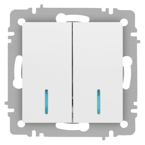 Выключатель 2-кл. СП Accent 6-105-01 10А IP20 250В с подсветкой AL/CU бел. Intro Б0063505