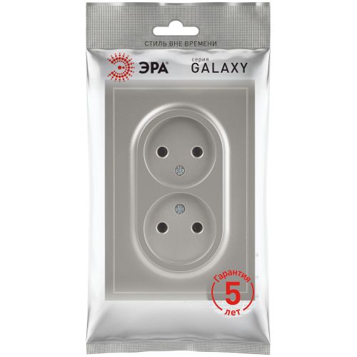 Розетка 2-м СП Galaxy 16А IP20 250В без заземл. титан 15-2107-07 Эра Б0071703
