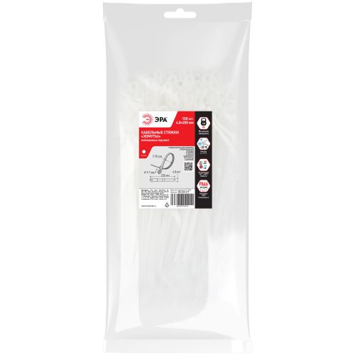 Хомут кабельный 4.8х200 под винт бел. NO-225-317 (уп.100шт) Эра Б0066045