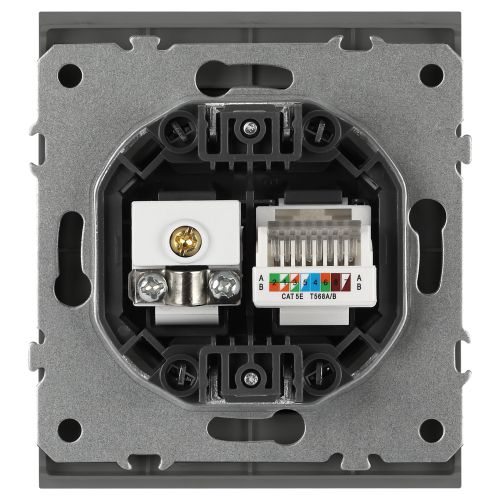 Розетка комбинированная СП Arktik RJ45 + TV 16А IP20 250В графит 16-3110-06 Эра Б0070499