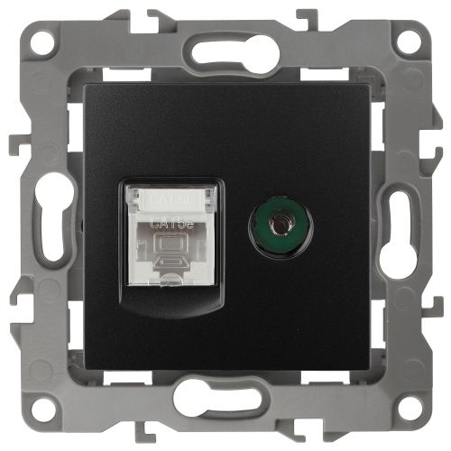 Розетка компьютерная + телевизионная Эра12 12-3110-05 RJ45 + TV IP20 антрацит Эра Б0027445