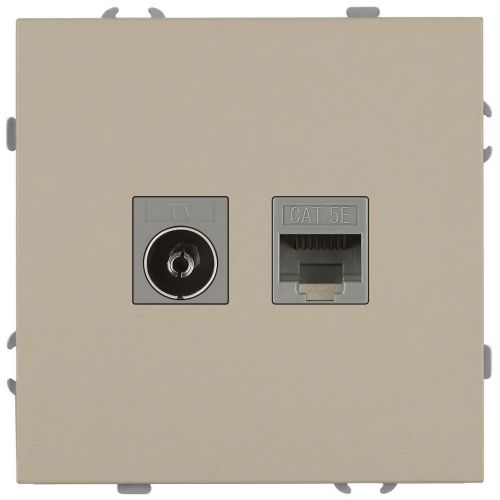 Розетка комбинированная СП Galaxy RJ45 + TV 16А IP20 250В шампань 15-3110-04 Эра Б0070782