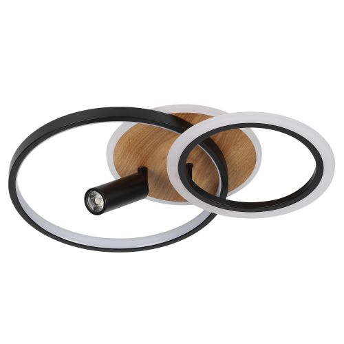 Светильник светодиодный Rondo CLL-1-85-RC BK 85Вт 3000К-6000К 510х340х180 с пультом ДУ черн./дерево Эра Б0069745