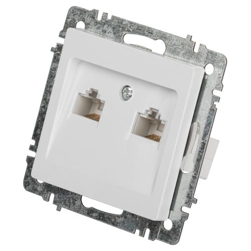 Розетка компьютерная 1-м СП Accent 6-304-01 2xRJ45 IP20 бел. Intro Б0063646