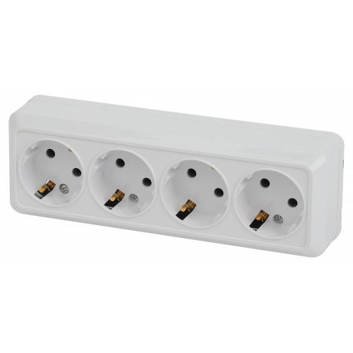 Розетка 4-м ОП Quadro 2-208-01 16А IP20 250В 4х2P+Е бел. Intro Б0053838