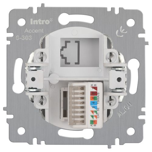 Розетка компьютерная 1-м СП Accent 6-303-01 RJ45 IP20 бел. Intro Б0063624