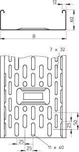 Лоток листовой перфорированный 300х60 L3000 сталь 1мм DKS 630 FT OBO 6085369