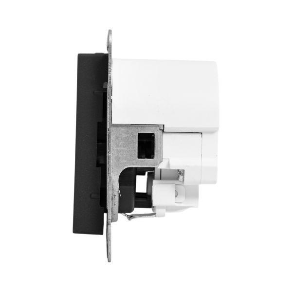 Розетка СП Эпика 16А с 2 USB-C с заземл. защ. шторки механизм черн. EKF UP1-SOB-111-2USBC
